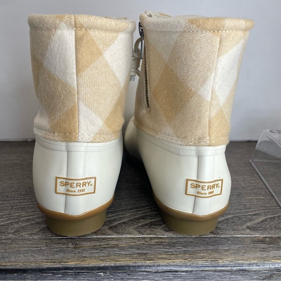 Sperry NEW top-sider Duck Beige Plaid Ankle Boots. Size 11. Women’s - Picture 4 of 9